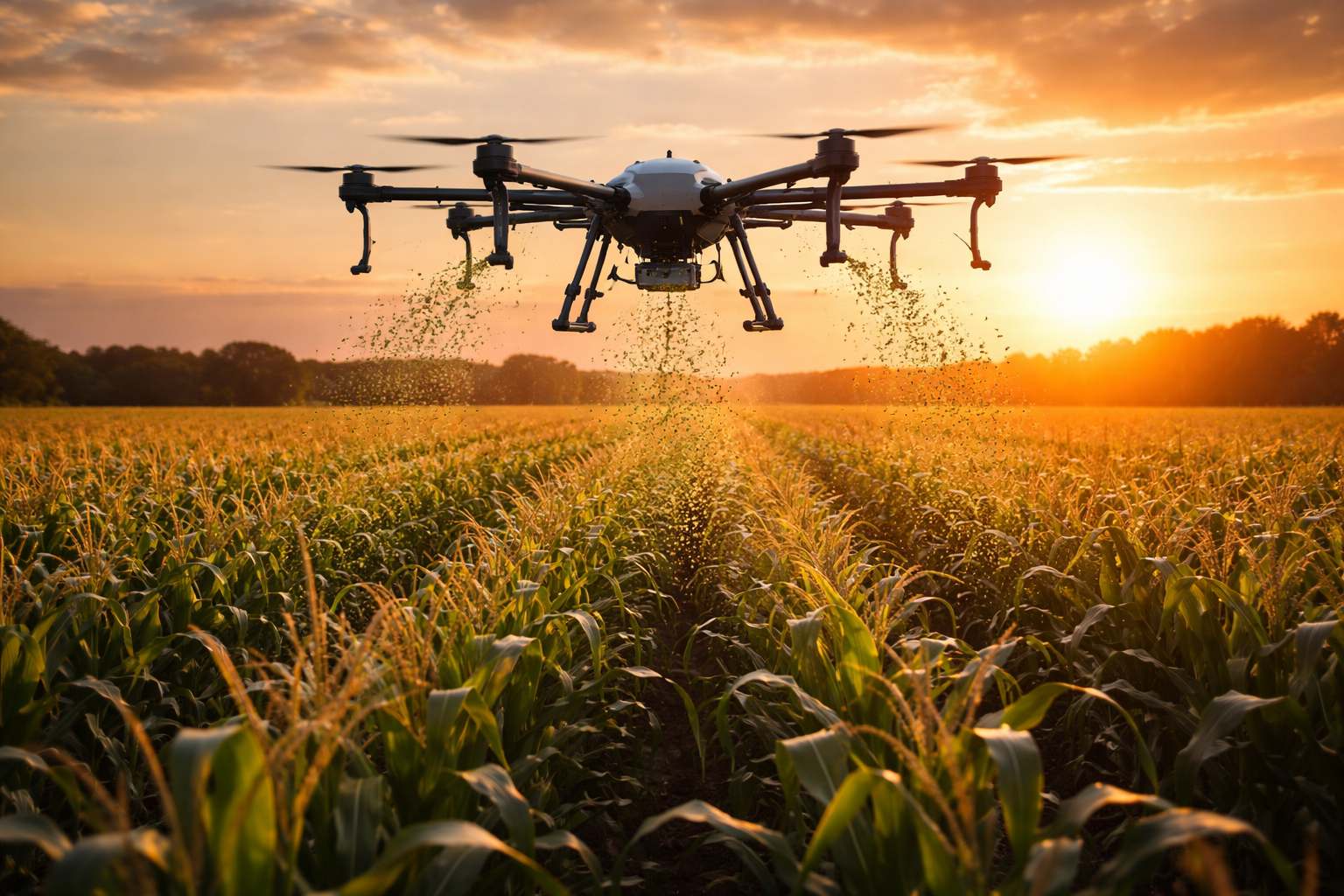 Drone agrícola DJI Agras T50 en aplicación aérea